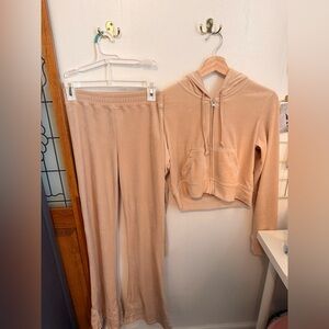 Y2K Hollister Tan Velvet Lounge Set/tracksuit